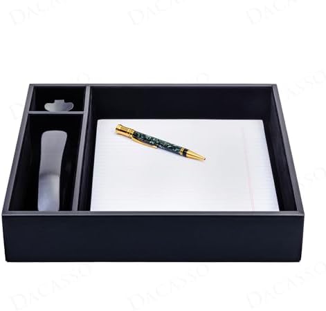 Dacasso Classic Black Leather Luxury Conference Room Organizer Tray - Executive Boardroom Table Decor and Office Accessory Desk Surface Protector - Image 6