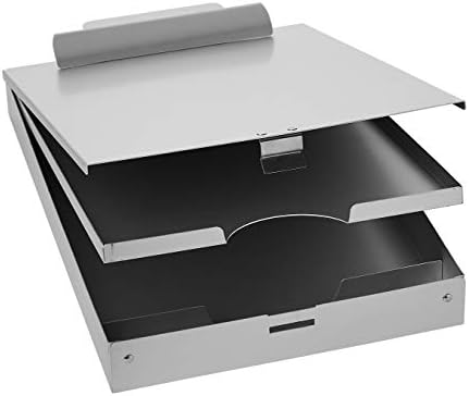 Amazon Basics Metal Clipboard with 2 Storage Compartments, Letter Size, 250 Sheet Capacity, Office Supplies with Self-Closing Latch, Silver, 10-Pack by AmazonBasics