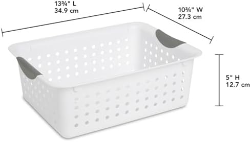 Sterilite Medium Ultra Basket, Open Top Plastic Storage Bin, White, 24-Pack - Image 2