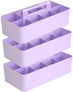 -Large Portable Caddy, DIY Dividers, 8 Compartments, School Office Supplies Home Business Basket with Handle Storage Modern Made in USA (3 PACK, Lavender) by EnjoyOrganizer