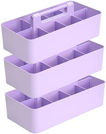 -Large Portable Caddy, DIY Dividers, 8 Compartments, School Office Supplies Home Business Basket with Handle Storage Modern Made in USA (3 PACK, Lavender) by EnjoyOrganizer