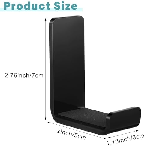 Weewooday 32 Headphone Hanger Wall Mount Stand with Adhesive Hook, Black - Image 2