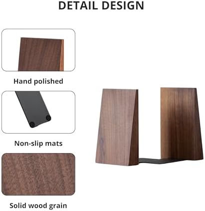 Muso Wood Handmade Walnut Book Ends for Shelves - Image 6