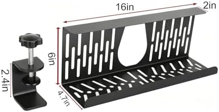 Under Desk Cable Management Tray, Cord Organizer for Desk Cable Management Tray Under Desk with Clamp for Home Office, Standing Desk (2Pack Black) - Image 2