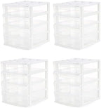 Gracious Living 4-Drawer Desktop/Countertop Organizer, White/Clear, 4 Pack by GraciousLiving