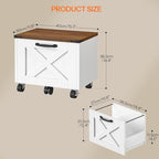 HOOBRO Farmhouse File Cabinet, Small Rolling File Cart Under Desk, 1-Drawer File Cabinet for Home Office, Printer Stand with Drawers, File Organizer Fits A4/Letter Size, White and Walnut, WH34WJ01 - Image 3