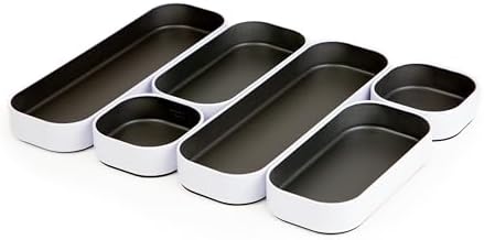 Three by Three Seattle Metal Stacking Bins Drawer Organizer, 6-Pc (Gray) by ThreebyThreeSeattle