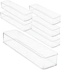 primebox Plastic Clear Drawer Organizers. Bathroom, Kitchen, Bedroom, Gadgets, Office Organizer Bins, Storage Trays. Heavy Duty, Stackable. 12" x 3" x 2" Set of 6 by primebox