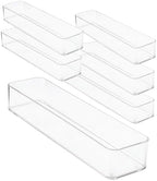 primebox Plastic Clear Drawer Organizers. Bathroom, Kitchen, Bedroom, Gadgets, Office Organizer Bins, Storage Trays. Heavy Duty, Stackable. 12" x 3" x 2" Set of 6 by primebox