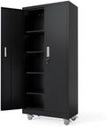 VINGLI Rolling Metal Storage Cabinet with Adjustable Shelves, 71'' Tall Garage Storage Cabinet with Wheels, Locking Tool Cabinets for Home Office Garage Gym School (Black) by VINGLI