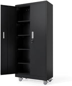 VINGLI Rolling Metal Storage Cabinet with Adjustable Shelves, 71'' Tall Garage Storage Cabinet with Wheels, Locking Tool Cabinets for Home Office Garage Gym School (Black) by VINGLI