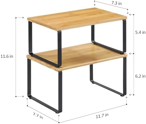 NEX Bamboo Cabinet Organizer Shelf, Kitchen Counter Shelves Set of 4 - Image 3