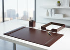 Dacasso Brown Bonded Leather Luxury 3 Piece Desk Set - Blotter Pad & Desk Organization Essentials - Executive Decor and Surface Protector - Image 3