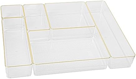 Martha Stewart Kerry Stackable Desk Drawer Organizers, Clear/Gold, 6-Pack by MarthaStewart