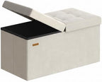 SONGMICS Foldable Storage Ottoman with Flipping Lid, 30 Inch Velvet Bench by SONGMICSbySONGMICSHOME
