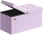 SONGMICS Foldable Storage Ottoman with Flipping Lid, 30 Inch Velvet Bench by SONGMICSbySONGMICSHOME