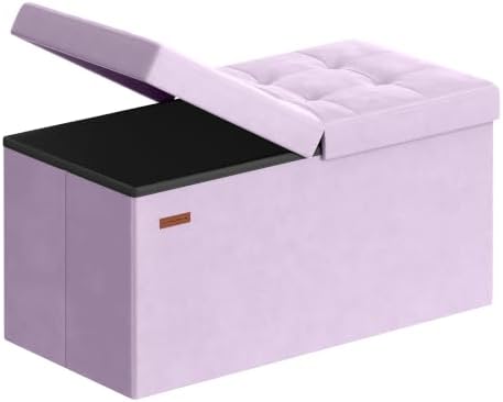 SONGMICS Foldable Storage Ottoman with Flipping Lid, 30 Inch Velvet Bench by SONGMICSbySONGMICSHOME