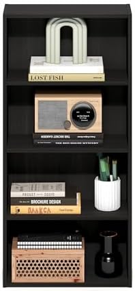 Furinno Basic Book Shelf, 4-Tier Bookcase with Open Shelf, Bookshelf, Cube Storage Organizer, 7 x 17 x 35, for Living Room, Bedroom, Home Office, Espresso - Image 4