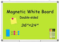 Double-Sided White Board Dry Erase Magnetic Whiteboard Wall 36x24 Green by WALGLASS