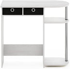 Furinno Go Green Desk, 31.5" Wide Gaming Desk with 2 Side Shelves and Storage Bins, Computer Desk, Office Desk for Home Office, Study Room, Dorm, Bedroom, White Oak - Image 6