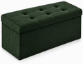 ALASDO 30 Inch Folding Storage Ottoman Bench with Hidden Storage, Velvet Storage Ottoman Foot Rest Stool, End of Bed Bench for Bedroom, Living Room, Entryway and Closet, Dark Green by ALASDO