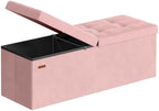 SONGMICS Foldable Storage Ottoman with Flipping Lid, 43.3 Inch Velvet Bench by SONGMICSbySONGMICSHOME