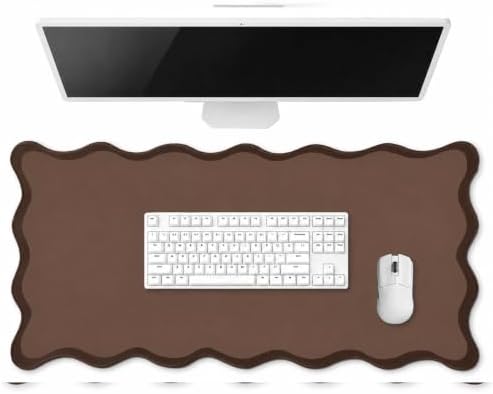 Hahafelt Large Scalloped Desk Mat Pad, Brown, 31.5 x 15.8 Inches by Hahafelt