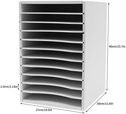 Desktop File Sorter, 11 Compartment Vertical Desktop Sorter, Literature Organizer Sorter Paper Organizer Storage File Sorter Mail Center Magazine Holder, Classroom Mailbox Paper Storage, White - Image 7