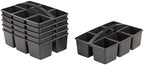 ECR4Kids 6-Compartment Large Plastic Caddy, Multipurpose Organization, Black, 6-Pack by ECR4Kids