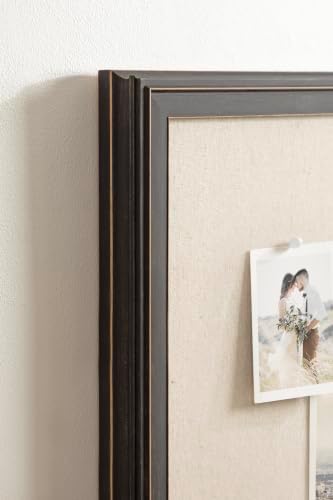 Kate and Laurel Oakhurst Rectangle Framed Linen Fabric Pinboard, 15 x 24, Black, Traditional Decorative Bulletin Board with Stepped Profile for Use as Motivational Vision Board or Wall Organization - Image 5
