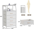 Furnulem Tall Nightstand with 4 Fabric Drawers, Small Dresser for Bedroom - Image 3