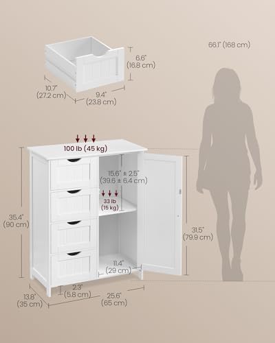 VASAGLE Floor Storage Cabinet, Farmhouse, 4 Drawers and 1 Door, 35.4" H - Image 3