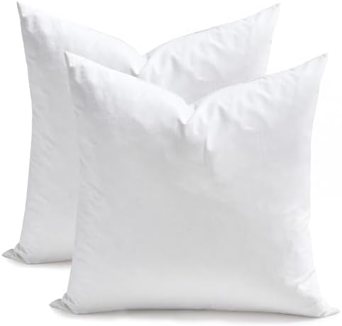 TOPGREEN Feather Down Throw Pillow Inserts 18 x 18, Set of 2, 100% Organic Cotton Shell, Soft Decorative Square Pillows Insert for Living Room Sofa, Couch, or Bed (White) by TOPGREEN