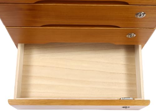 Wooden Desktop Storage Box with Lockable Drawers, Flat File Cabinet Drawer Desktop Storage Box, Countertop Storage Cabinet for Office Home Toiletries Supplies Vanity (Wood yellow, 4 Drawer) - Image 7