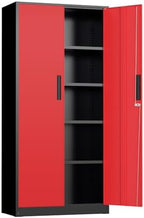 INTERGREAT Metal Storage Cabinet, 72" Locking Steel Cabinets with 2 Door and 4 Adjustable Shelves, Tall Metal Cabinet for Home Office, Garage, Warehouse,(Black+Red) by INTERGREAT