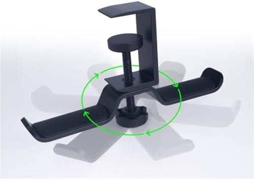 Headphone Stand Holder Headset Hook Hanger Desktop Rack Under Desk Dual With Adjustable And Rotating Arm Clamp - Image 4