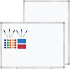 H-Qprobd 3' x 2' Whiteboard Dry Erase White Board for Wall 36x24 (2pcs) Magnetic Boards for Office Classroom & Home, Small Wall Whiteboard Including 6 Markers, 20 Magnets, 2 Erasers by H-Qprobd