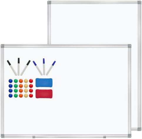 H-Qprobd 4' x 3' Whiteboard Dry Erase White Board for Wall 48x36 (2pcs) Magnetic Boards for Office Classroom & Home, Small Wall Whiteboard Including 6 Markers, 20 Magnets, 2 Erasers by H-Qprobd