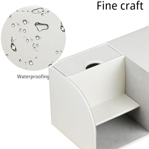 Nightstand Organizer with Tissue Holder,PU Leather Square Tissue Box Cover - Image 5