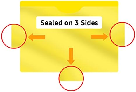 Yellow Plastic Folders with Pockets and Clear Cover, Doctor Stuff, Letter Size, Top Loading Vinyl File Folders, Job Jacket, Documents Holder, Pack of 100 - Image 3