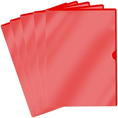Red Vinyl Folders, Heavy Duty Plastic Folders with Clear Front Pocket, Doctor Stuff, Letter Size L-Type Document Holder for Home, Office and Medical, Pack of 25 by DoctorStuff