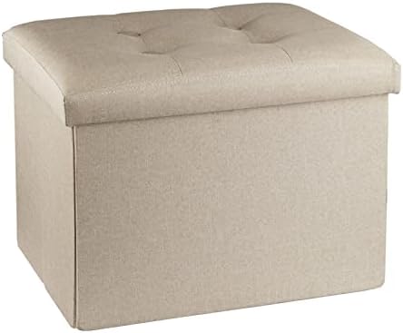 ALASDO Ottoman Storage Ottoman Footrest Stool Foldable Foot Rest Footstool Bench for Living Room 17x13x13inches Beige by ALASDO