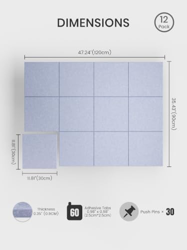 Bumusty 48"x 36" Large Felt Bulletin Board Tiles, Lavender - Image 2