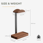 muso wood Walnut Headphone Stand, Wood Headset Stand with Storage Base - Image 6