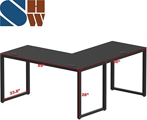 SHW 55 x 60 Commercial-Grade L-Shape Corner Office Computer Desk, Black - Image 3