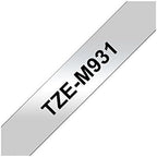 Brother TZe-M931 Labelling Tape Cassette, 12 mm (W) x 8 m (L), Laminated, Brother Genuine Supplies - Black on Matt Silver - Image 2