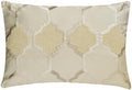 The HomeCentric Handmade Ivory 12"x16" (30x40 cm) Lumbar Pillow Cover, Jacquard Lattice, Trellis, Embroidered & Beaded Oblong Pillow, Geometric Pattern Modern Style - Aafreen by TheHomeCentric