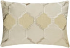 The HomeCentric Designer Ivory 12"x26" (30x65 cm) Lumbar Pillow Cover, Jacquard Lattice, Trellis, Embroidered & Beaded Oblong Pillow, Geometric Pattern Modern Style - Aafreen by TheHomeCentric