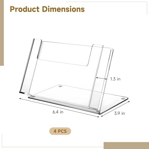 OMISTAR 4 PCS Postcard Brochure Holder Organizer, 6.4 x 4 Inch Acrylic Postcard Display Holder, Stand Clear Greeting Card Display Brochure Holder for Desk Table Home Office (4PCS-A) - Image 4