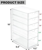 Prsildan Hair Accessories Organizer Acrylic Drawer with 5 Small Drawers - Image 3